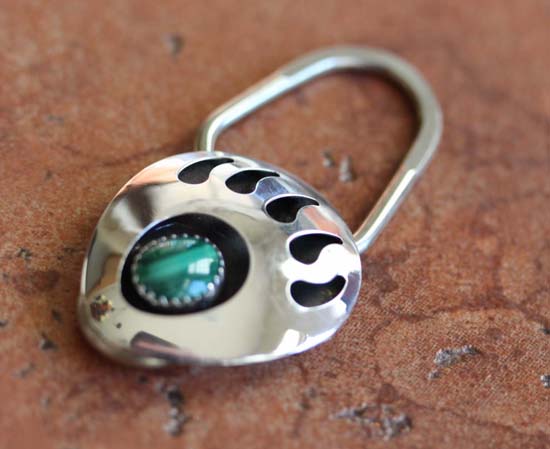 Navajo Silver Malachite Key Chain by D Johnson