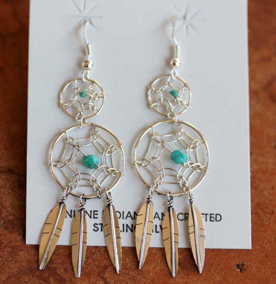 Navajo Silver Dream Catcher Earrings