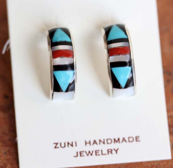 Zuni Silver Multi_Stone Earrings