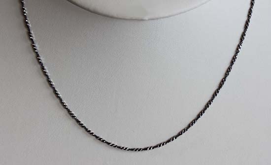 925 18 Inch Long Black and White Sterling Silver Chain