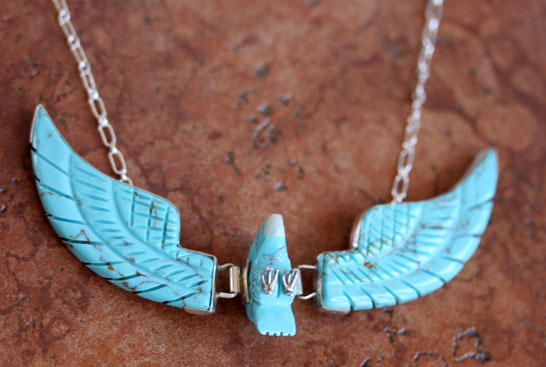 Navajo Silver Eagle Turquoise Necklace