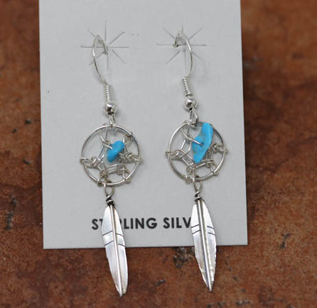 Navajo Silver Dream Catcher Earrings