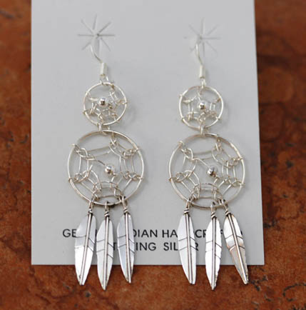 Navajo Silver Dream Catcher Earrings