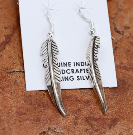 Navajo Silver Feather Earrings