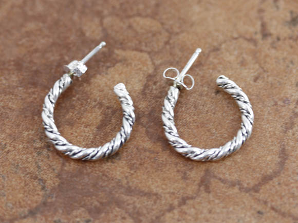 Navajo Silver Hoop Earrings