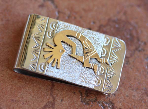 Navajo Silver Gold Kokopelli Money Clip by RJ