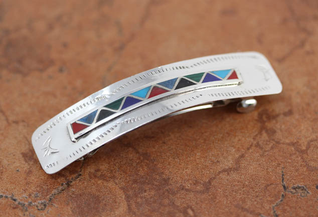 Zuni Silver Multi_Stone Hair Barrette