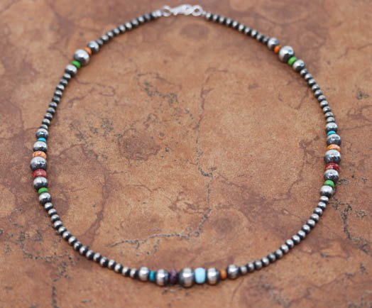 Navajo Pearl Silver Beaded Necklace