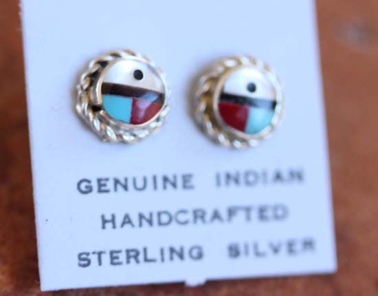 Zuni Silver Sunface Earrings