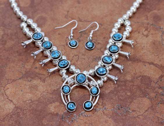 Navajo Squash Blossom Necklace Earring Set