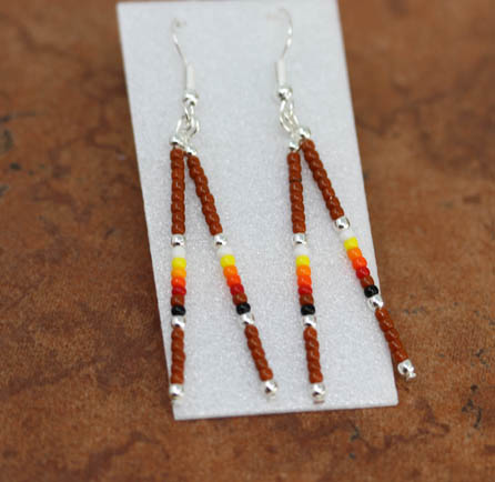 Navajo Silver Brown Beaded Earrings