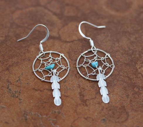 Navajo Sterling Silver Dream Catcher Earrings