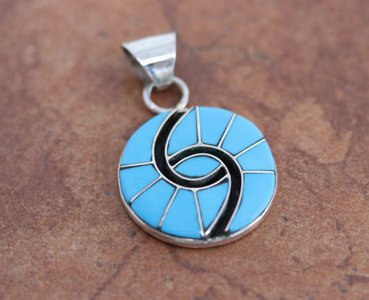 Zuni Sterling Turquoise Pendant