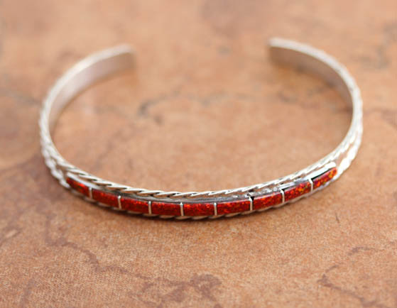 Zuni Silver Created Opal Bracelet