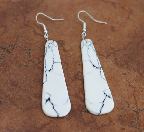 Sterling Silver Howlite Block Earrings