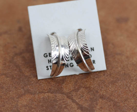 Navajo Silver Feather Earrings