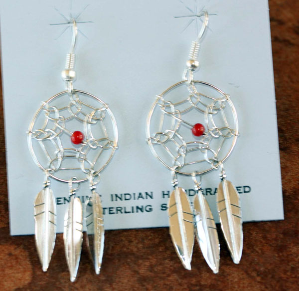 Navajo Sterling Silver Dream Catcher Earrings