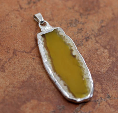 Yellow Sliced Agate Pendant