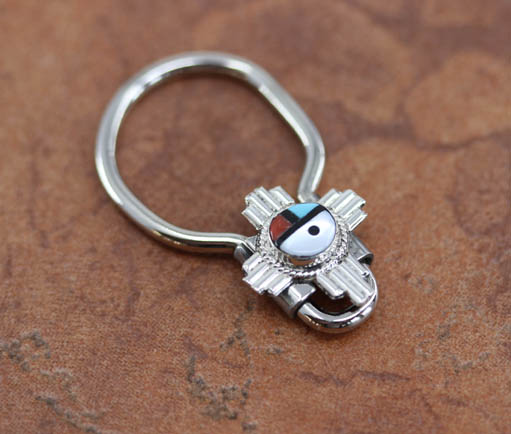 Zuni Silver Sunface Zia Key Chain