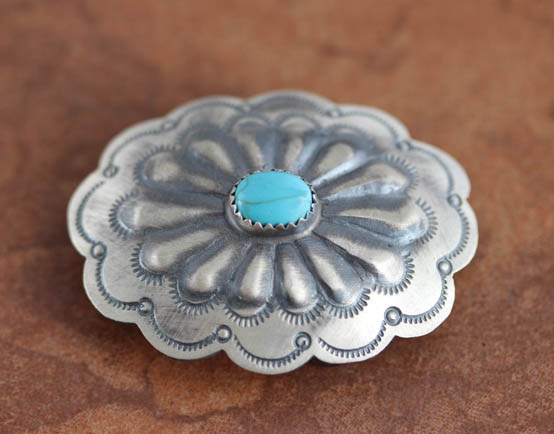 Navajo Silver Turquoise Belt Buckle