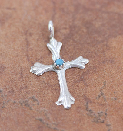 Navajo Sterling Turquoise Cross Pendant