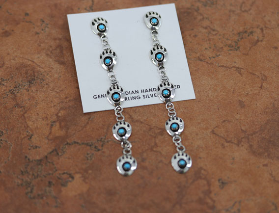 Navajo Turquoise Bear Paw Earrings