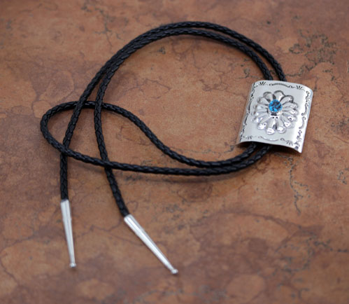 Navajo Silver Turquoise Bolo Tie