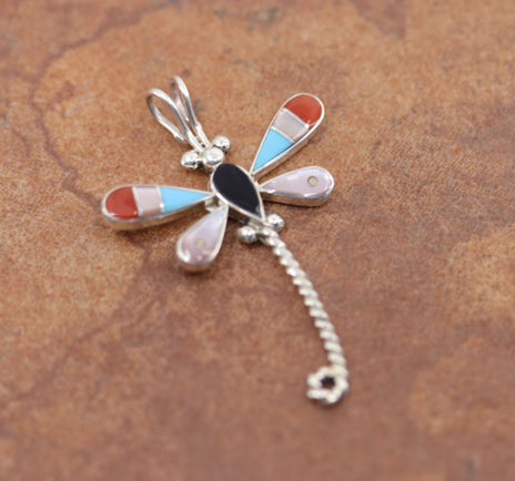 Zuni Multi_Stone Dragonfly Pendant