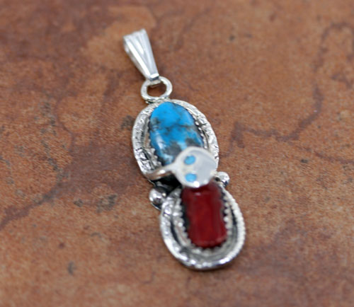 Zuni Silver Turquoise Pendant by Effie C