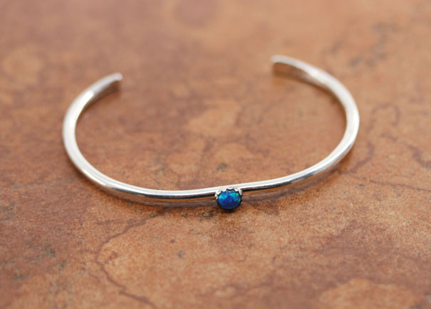 Navajo Silver Created Opal Bracelet