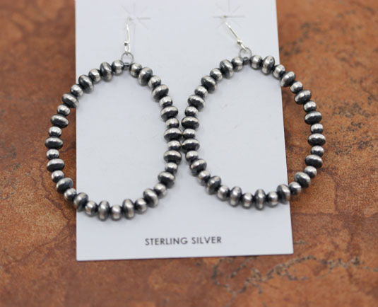 Navajo Pearl Silver Beaded Earrings