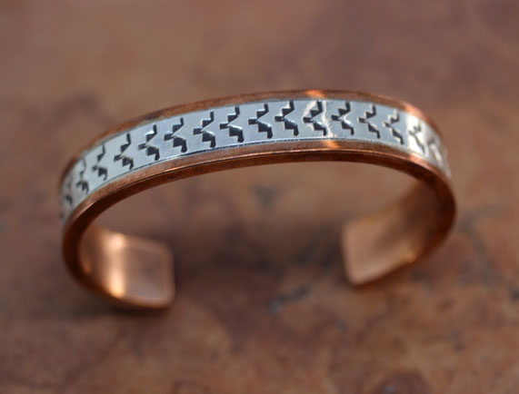 Navajo Copper Silver Cuff Bracelet