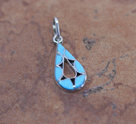 Zuni Sterling Turquoise Pendant