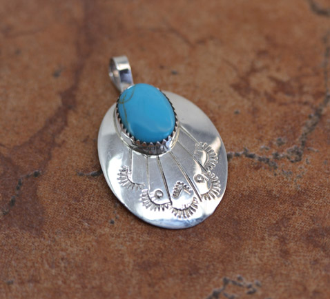 Navajo Silver Turquoise Pendant