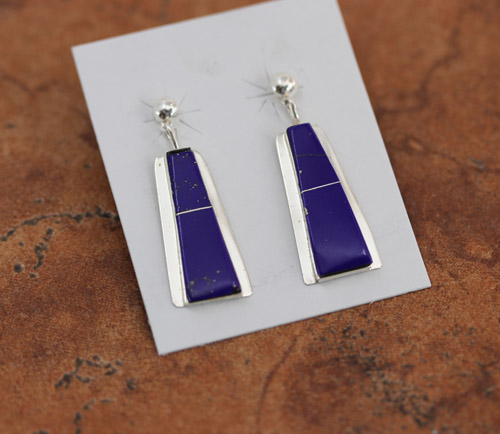 Navajo Silver Lapis Earrings