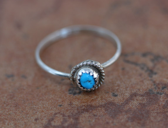 Navajo Silver Turquoise Ring Size 6 1/2