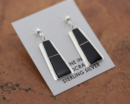 Navajo Silver Onyx Earrings