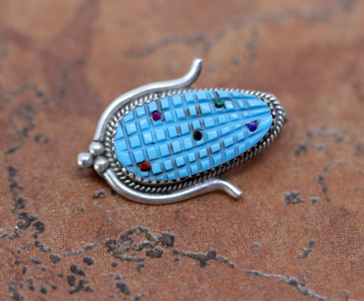 Zuni Silver Corn Husk Pin/Pendant