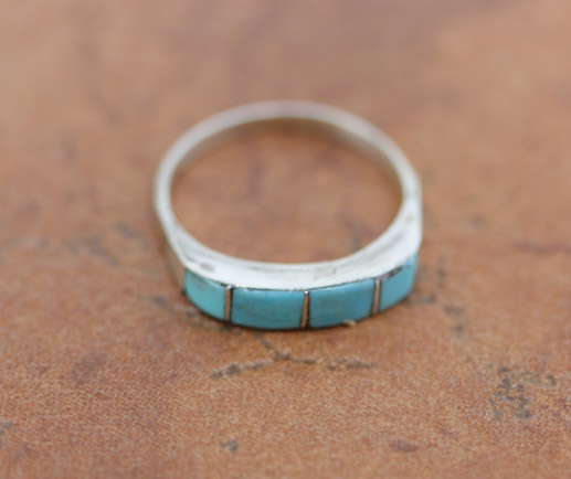 Zuni Silver Turquoise Ring Size 7 1/2