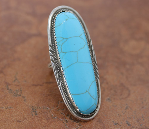 Navajo Silver Turquoise Ring Size 6 1/2