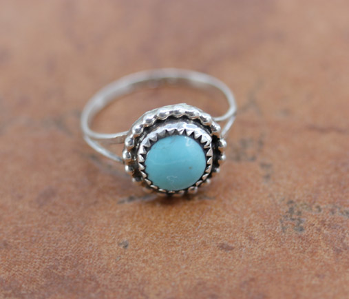 Navajo Silver Turquoise Ring Size 8