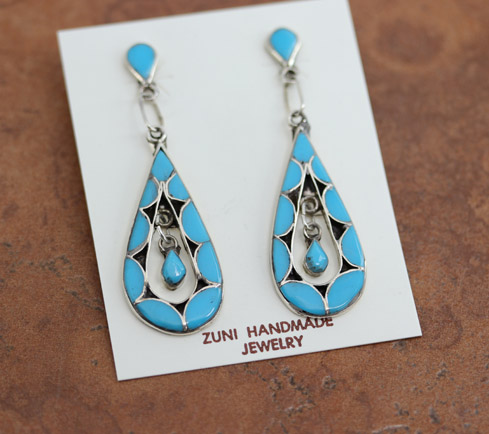 Zuni Silver Turquoise Earrings