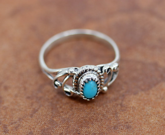 Navajo Silver Turquoise Ring Size 5