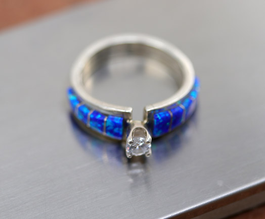 Zuni Silver Created Opal Ring Size 6