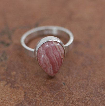 Sterling Silver Pink Rhodochrosite Ring Size 6