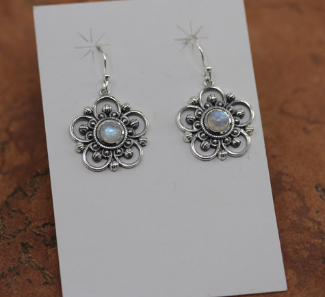 Sterling Silver Moonstone Hook Earrings