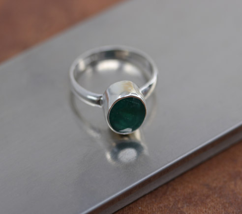 Sterling Silver Emerald Ring Size 7 3/4