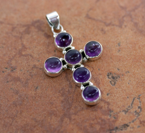 Sterling Amethyst Cross Pendant