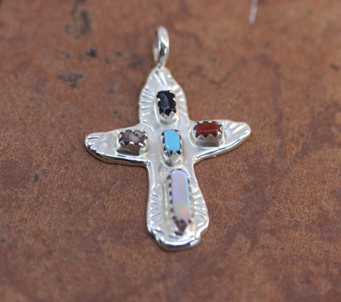 Navajo Sterling Multi_Stone Cross Pendant